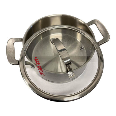 Stainless Steel Stock Pot with Lid, 6-Quart Cooking Pot Pan Cookware