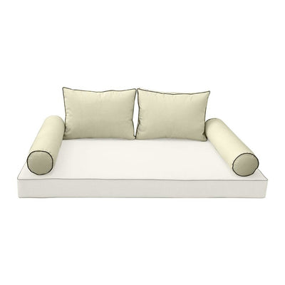 Model-1 -  AD005 Crib Contrast Pipe Trim Bolster & Back Pillow Cushion Outdoor SLIP COVER ONLY