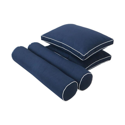 Model-1 -  AD101 Twin Contrast Pipe Trim Bolster & Back Pillow Cushion Outdoor SLIP COVER ONLY