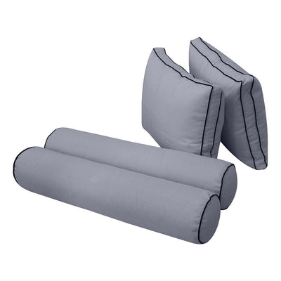 Model-1 - AD001 Queen Contrast Pipe Trim Bolster & Back Pillow Cushion Outdoor SLIP COVER ONLY