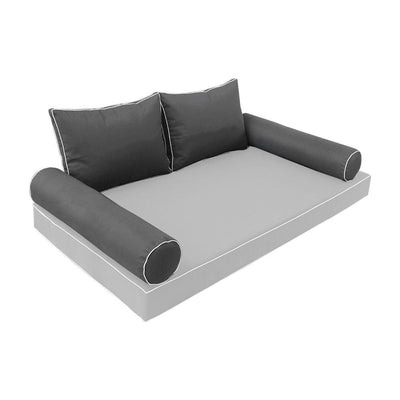 Model-1 - AD003 Crib Contrast Pipe Trim Bolster & Back Pillow Cushion Outdoor SLIP COVER ONLY