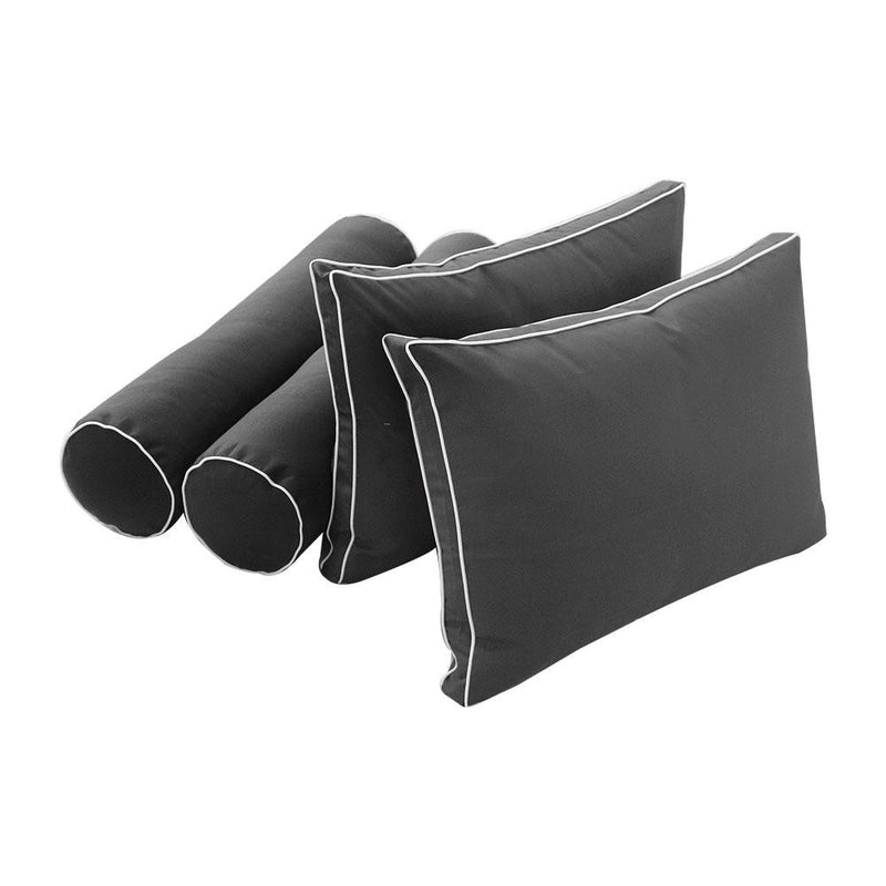 Model-1 - AD003 Crib Contrast Pipe Trim Bolster & Back Pillow Cushion Outdoor SLIP COVER ONLY