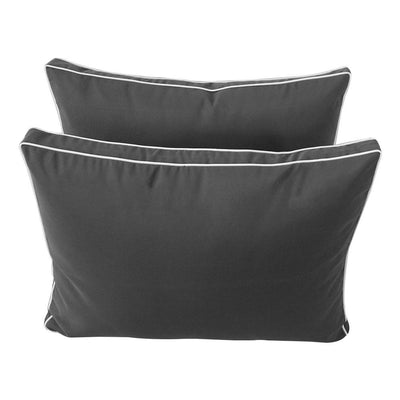 Model-1 - AD003 Queen Contrast Pipe Trim Bolster & Back Pillow Cushion Outdoor SLIP COVER ONLY