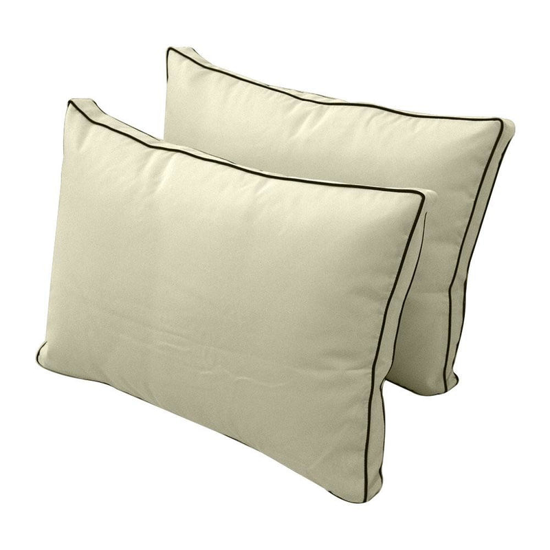 Model-1 - AD005 Queen Contrast Pipe Trim Bolster & Back Pillow Cushion Outdoor SLIP COVER ONLY