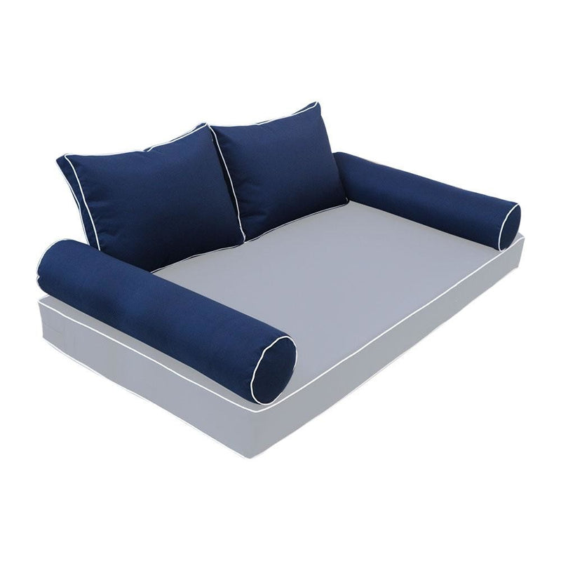 Model-1 - AD101 Crib Contrast Pipe Trim Bolster & Back Pillow Cushion Outdoor SLIP COVER ONLY