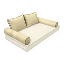 Model-1 - AD103 Queen Contrast Pipe Trim Bolster & Back Pillow Cushion Outdoor SLIP COVER ONLY