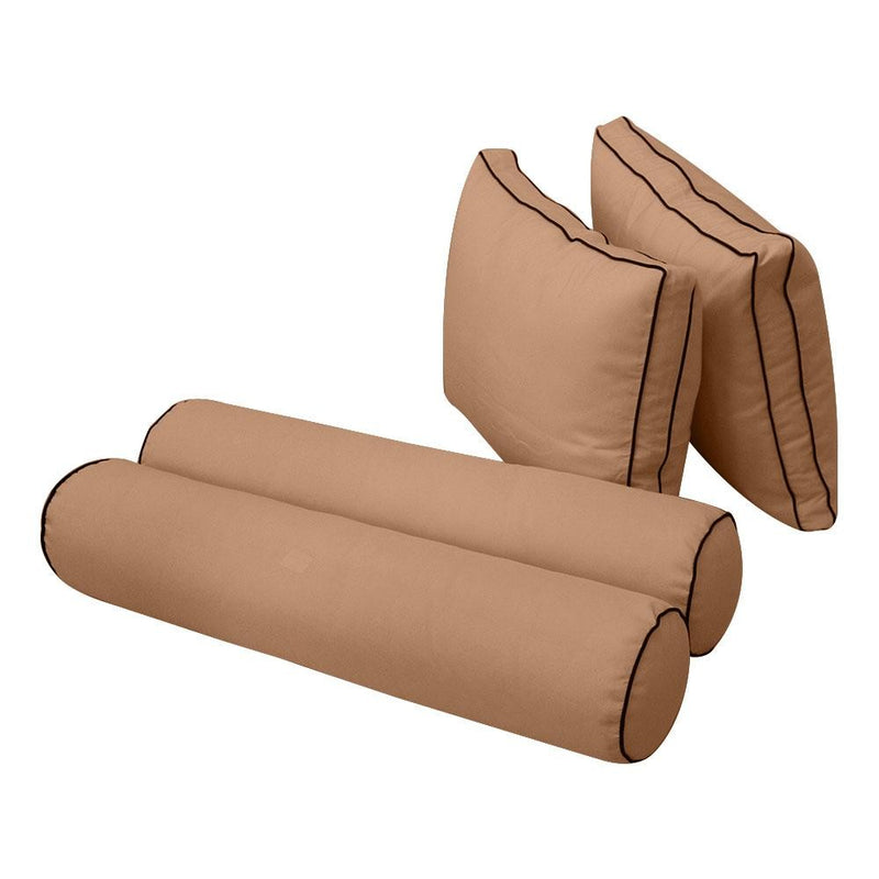 Model-1 - AD104 Twin Contrast Pipe Trim Bolster & Back Pillow Cushion Outdoor SLIP COVER ONLY