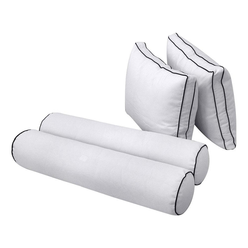 Model-1 - AD105 Queen Contrast Pipe Trim Bolster & Back Pillow Cushion Outdoor SLIP COVER ONLY
