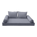 Model-1 5PC Contrast Pipe Outdoor Daybed Mattress Bolster Pillow Fitted Sheet Cover Only-Queen Size AD001
