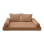 Model-1 5PC Contrast Pipe Outdoor Daybed Mattress Bolster Pillow Fitted Sheet Cover Only-Queen Size AD104