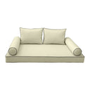 Model-1 5PC Contrast Pipe Outdoor Daybed Mattress Bolster Pillow Fitted Sheet Cover Only-Twin Size AD005