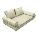 Model-1 5PC Contrast Pipe Outdoor Daybed Mattress Bolster Pillow Fitted Sheet Cover Only-Twin Size AD005