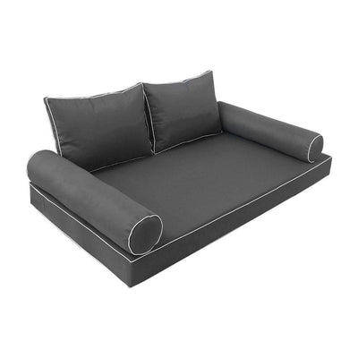 Model-1 AD003 Crib Size 5PC Contrast Pipe Outdoor Daybed Mattress Cushion Bolster Pillow Complete Set