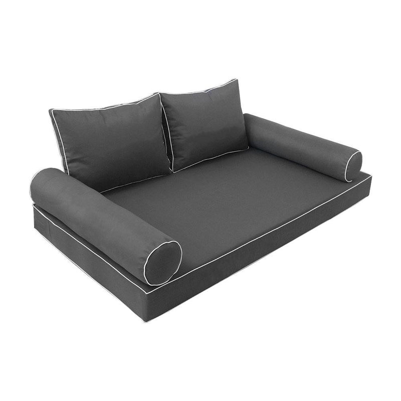 Model-1 AD003 Crib Size 5PC Contrast Pipe Outdoor Daybed Mattress Cushion Bolster Pillow Complete Set