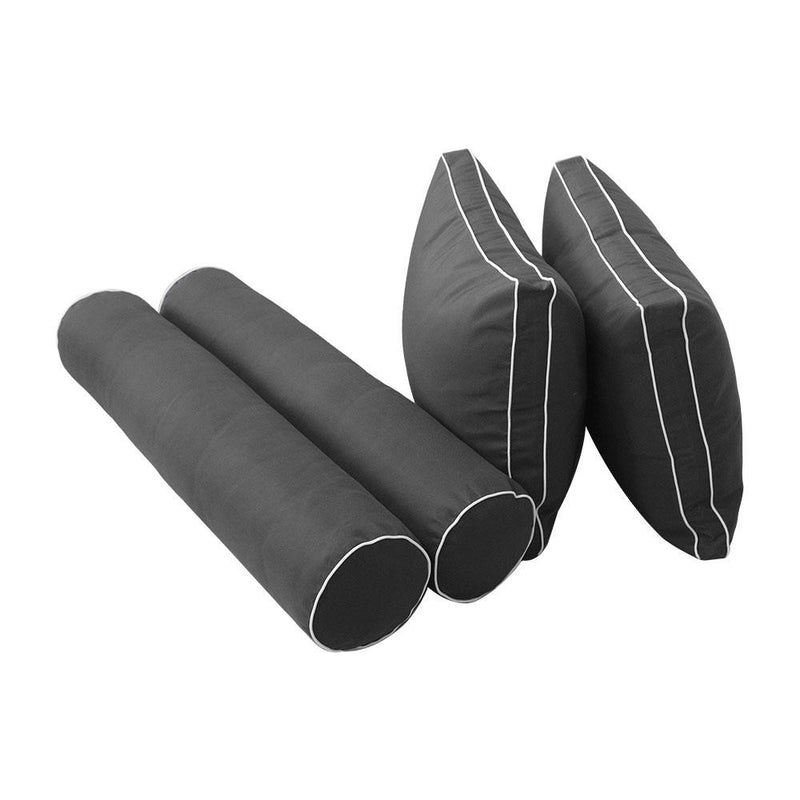 Model-1 AD003 Crib Size 5PC Contrast Pipe Outdoor Daybed Mattress Cushion Bolster Pillow Complete Set
