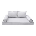 Model-1 AD105 Crib Size 5PC Contrast Pipe Outdoor Daybed Mattress Cushion Bolster Pillow Complete Set