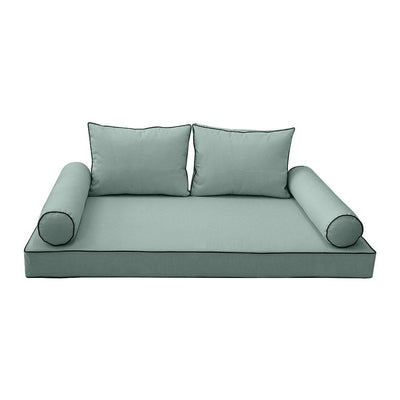 Model-1 AD002 Twin Size 5PC Contrast Pipe Outdoor Daybed Mattress Cushion Bolster Pillow Complete Set