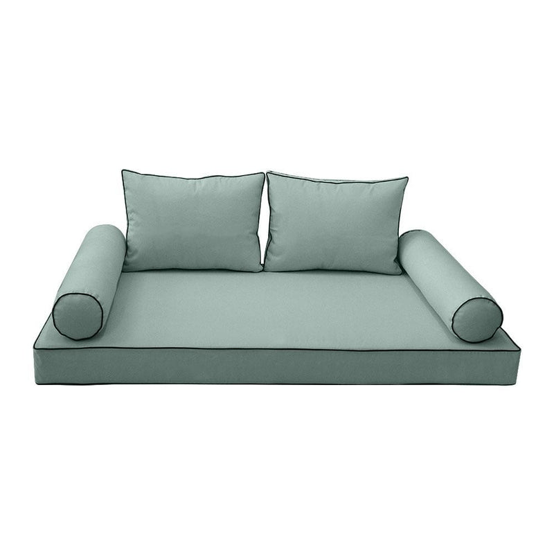 Model-1 AD002 Twin Size 5PC Contrast Pipe Outdoor Daybed Mattress Cushion Bolster Pillow Complete Set