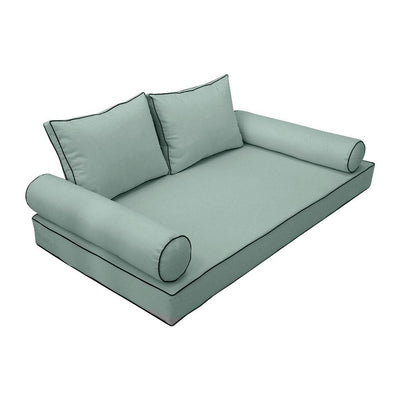 Model-1 AD002 Twin Size 5PC Contrast Pipe Outdoor Daybed Mattress Cushion Bolster Pillow Complete Set