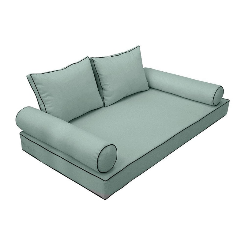 Model-1 AD002 Twin Size 5PC Contrast Pipe Outdoor Daybed Mattress Cushion Bolster Pillow Complete Set