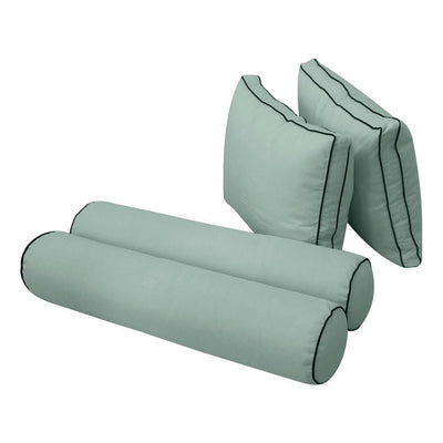 Model-1 AD002 Twin Size 5PC Contrast Pipe Outdoor Daybed Mattress Cushion Bolster Pillow Complete Set