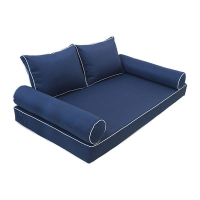 Model-1 AD101 Twin Size 5PC Contrast Pipe Outdoor Daybed Mattress Cushion Bolster Pillow Complete Set