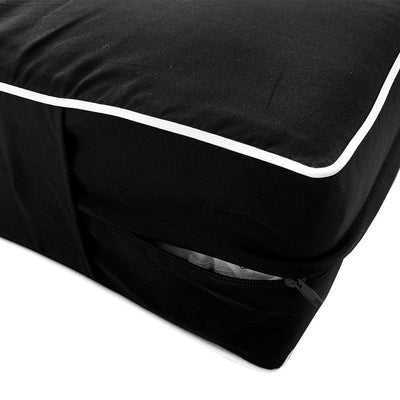 Model-1 5PC Contrast Pipe Outdoor Daybed Mattress Bolster Pillow Fitted Sheet Cover Only-Twin-XL Size AD109