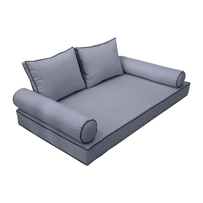 Model-1 AD001 Twin-XL Size 5PC Contrast Pipe Outdoor Daybed Mattress Cushion Bolster Pillow Complete Set