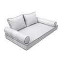 Model-1 AD105 Twin-XL Size 5PC Contrast Pipe Outdoor Daybed Mattress Cushion Bolster Pillow Complete Set