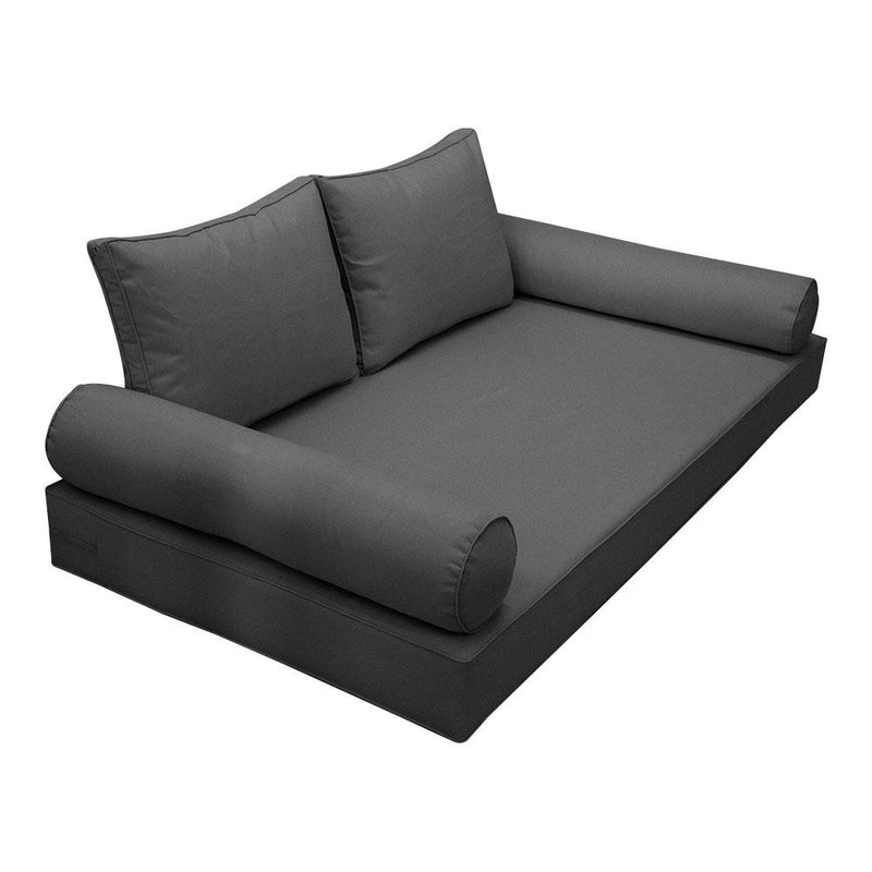 Model-1 AD003 Twin Size 5PC Pipe Trim Outdoor Daybed Mattress Cushion Bolster Pillow Complete Set