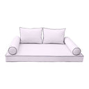 Model-1 AD107 Crib Size 5PC Contrast Pipe Outdoor Daybed Mattress Cushion Bolster Pillow Complete Set