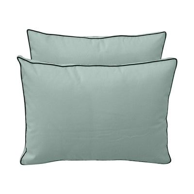 Model-1 - AD002 Queen Contrast Pipe Trim Bolster & Back Pillow Cushion Outdoor SLIP COVER ONLY