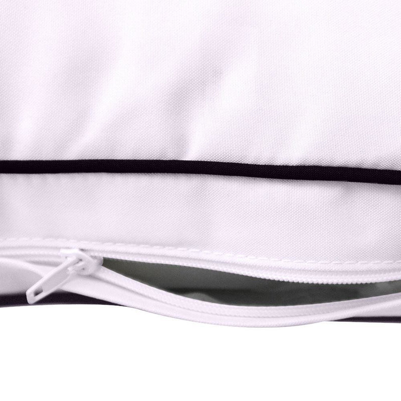 Model-1 - AD107 Queen Contrast Pipe Trim Bolster & Back Pillow Cushion Outdoor SLIP COVER ONLY
