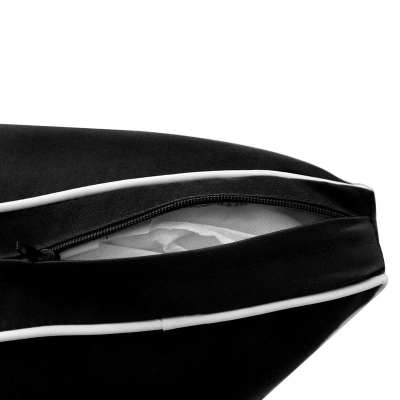 Model-1 - AD109 Queen Contrast Pipe Trim Bolster & Back Pillow Cushion Outdoor SLIP COVER ONLY