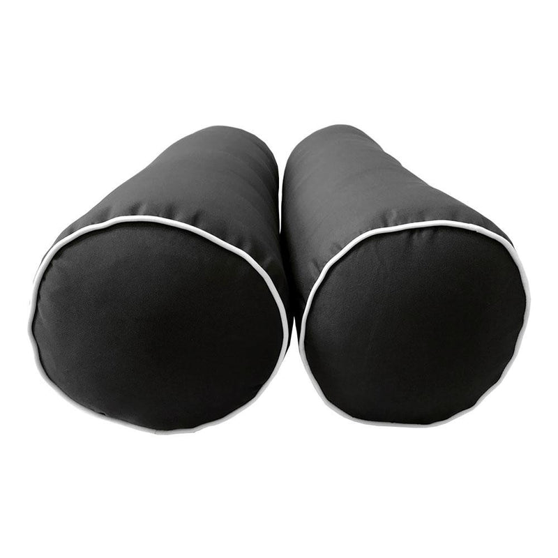 Model-2 -  AD003 Twin Contrast Pipe Trim Bolster & Back Pillow Cushion Outdoor SLIP COVER ONLY