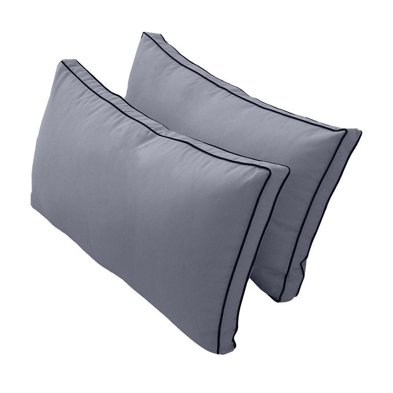 Model-2 - AD001 Queen Contrast Pipe Trim Bolster & Back Pillow Cushion Outdoor SLIP COVER ONLY