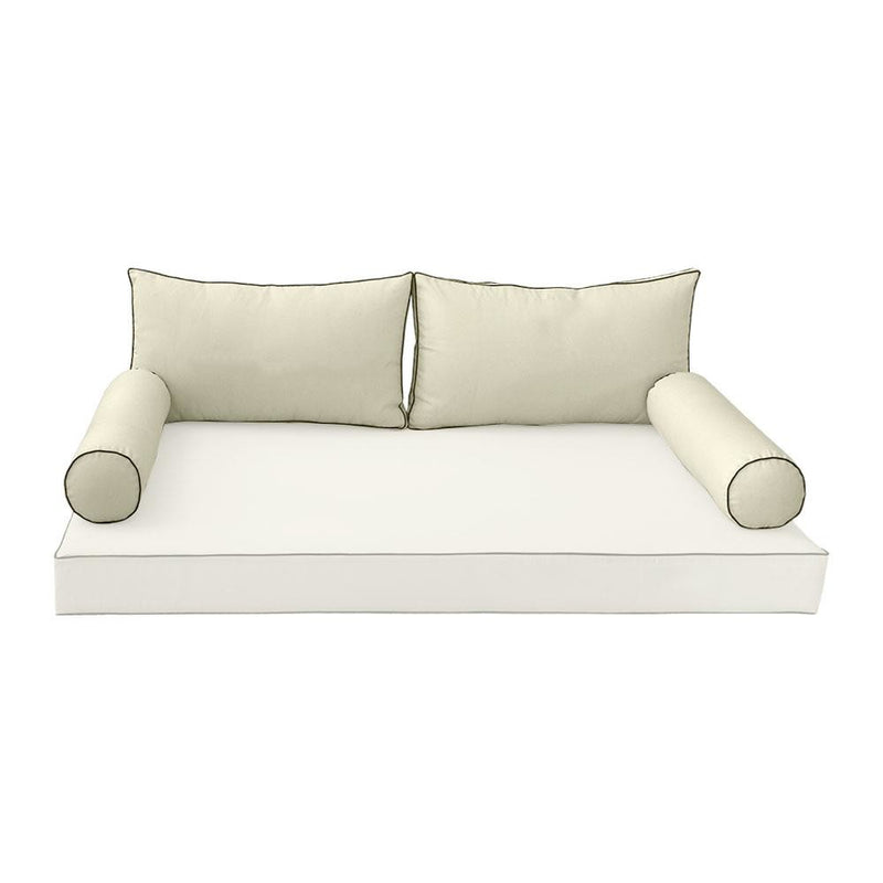 Model-2 - AD005 Full Contrast Pipe Trim Bolster & Back Pillow Cushion Outdoor SLIP COVER ONLY