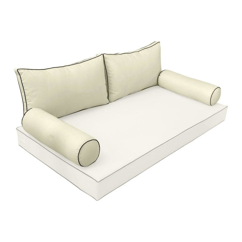 Model-2 - AD005 Full Contrast Pipe Trim Bolster & Back Pillow Cushion Outdoor SLIP COVER ONLY