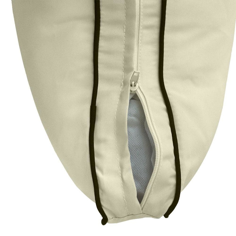 Model-2 - AD005 Full Contrast Pipe Trim Bolster & Back Pillow Cushion Outdoor SLIP COVER ONLY