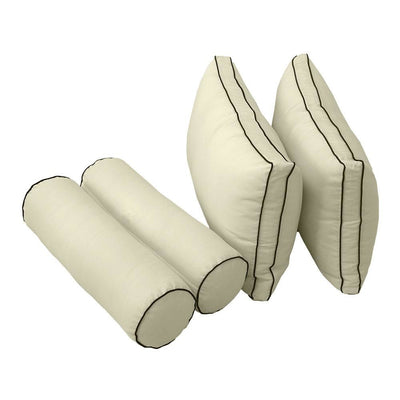 Model-2 - AD005 Full Contrast Pipe Trim Bolster & Back Pillow Cushion Outdoor SLIP COVER ONLY