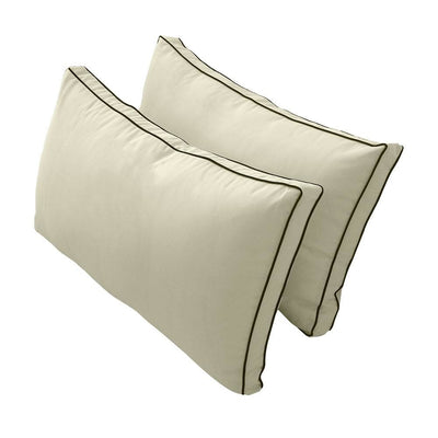 Model-2 - AD005 Queen Contrast Pipe Trim Bolster & Back Pillow Cushion Outdoor SLIP COVER ONLY