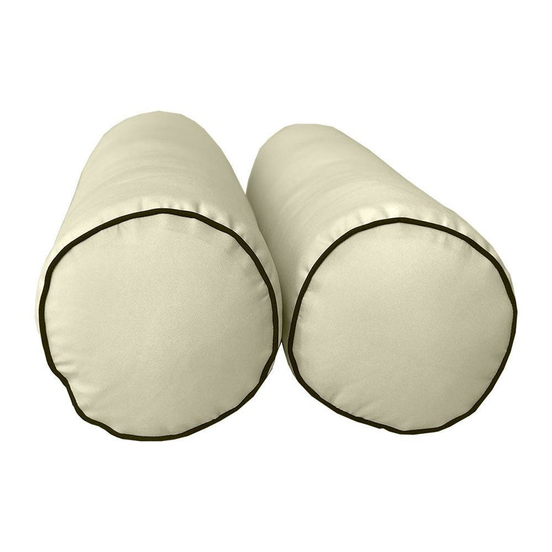 Model-2 - AD005 Queen Contrast Pipe Trim Bolster & Back Pillow Cushion Outdoor SLIP COVER ONLY