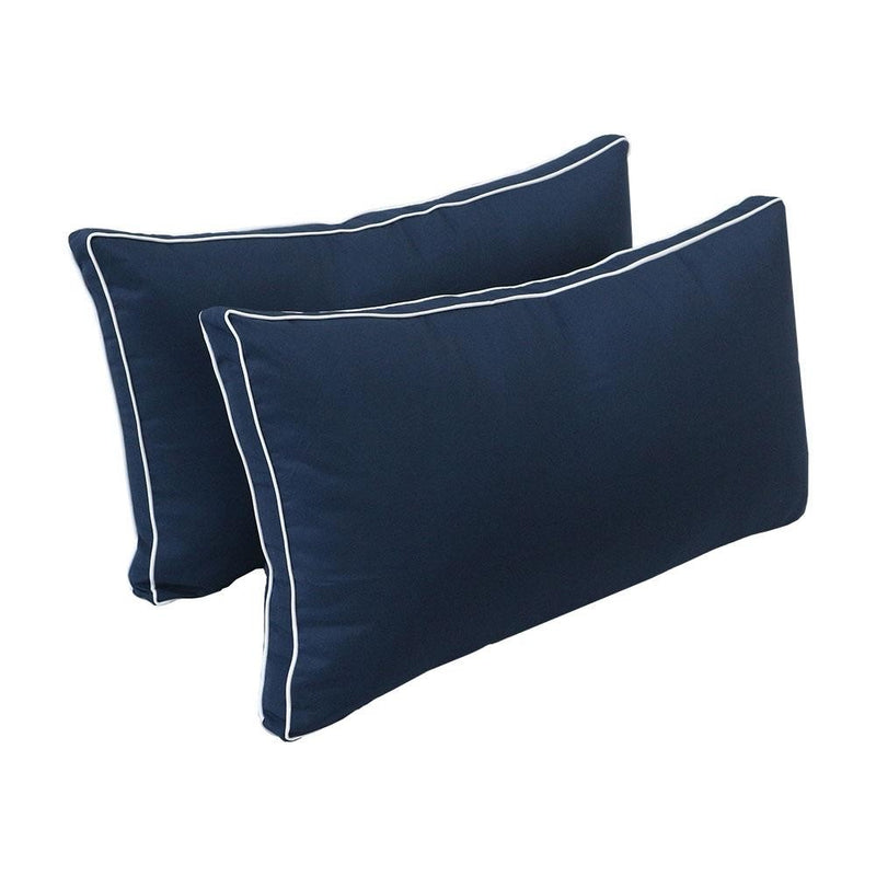 Model-2 - AD101 Full Contrast Pipe Trim Bolster & Back Pillow Cushion Outdoor SLIP COVER ONLY