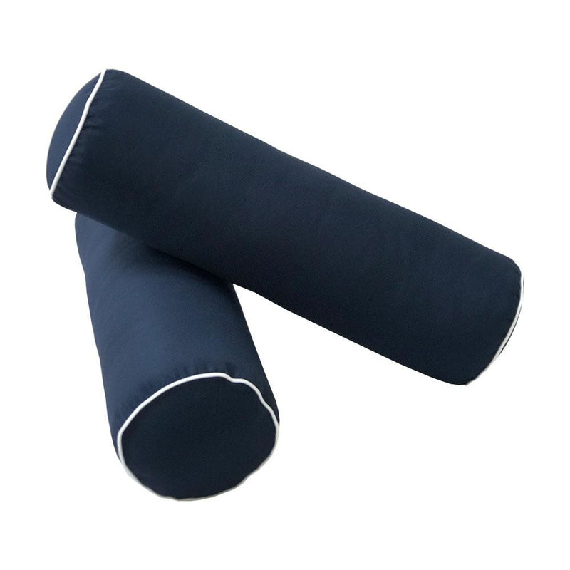 Model-2 - AD101 Queen Contrast Pipe Trim Bolster & Back Pillow Cushion Outdoor SLIP COVER ONLY