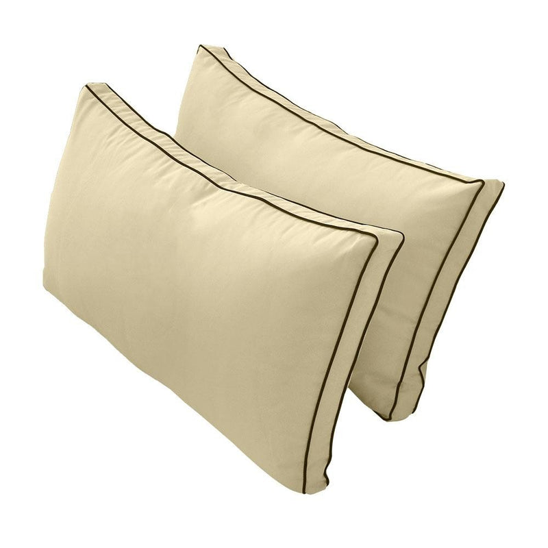 Model-2 - AD103 Crib Contrast Pipe Trim Bolster & Back Pillow Cushion Outdoor SLIP COVER ONLY