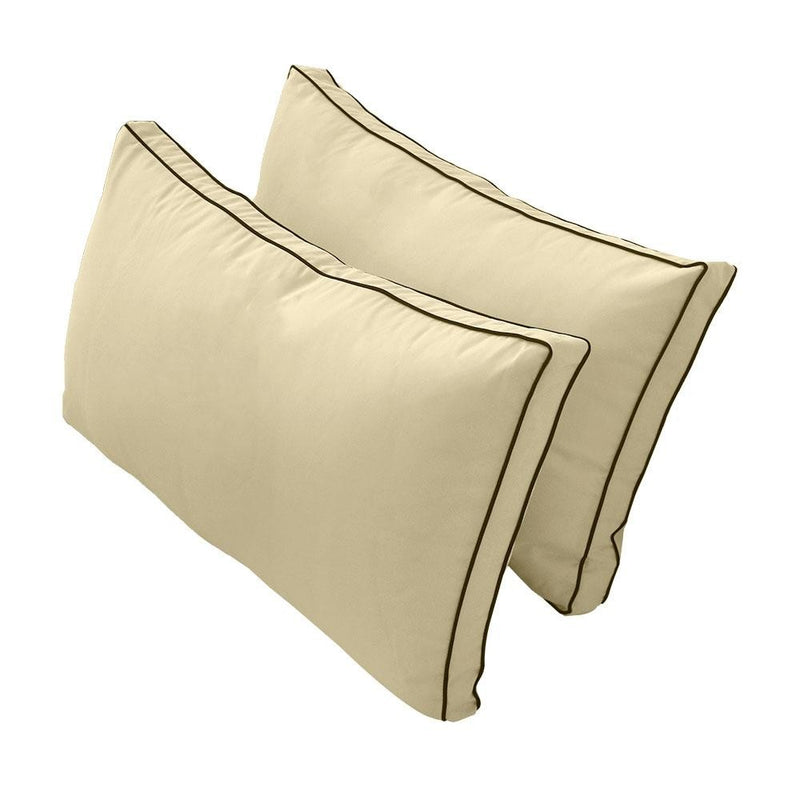 Model-2 - AD103 Twin Contrast Pipe Trim Bolster & Back Pillow Cushion Outdoor SLIP COVER ONLY