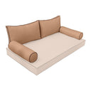 Model-2 - AD104 Queen Contrast Pipe Trim Bolster & Back Pillow Cushion Outdoor SLIP COVER ONLY