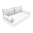 Model-2 - AD105 Crib Contrast Pipe Trim Bolster & Back Pillow Cushion Outdoor SLIP COVER ONLY