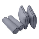 Model-2 5PC Contrast Pipe Outdoor Daybed Mattress Bolster Pillow Fitted Sheet Cover Only-Full Size AD001