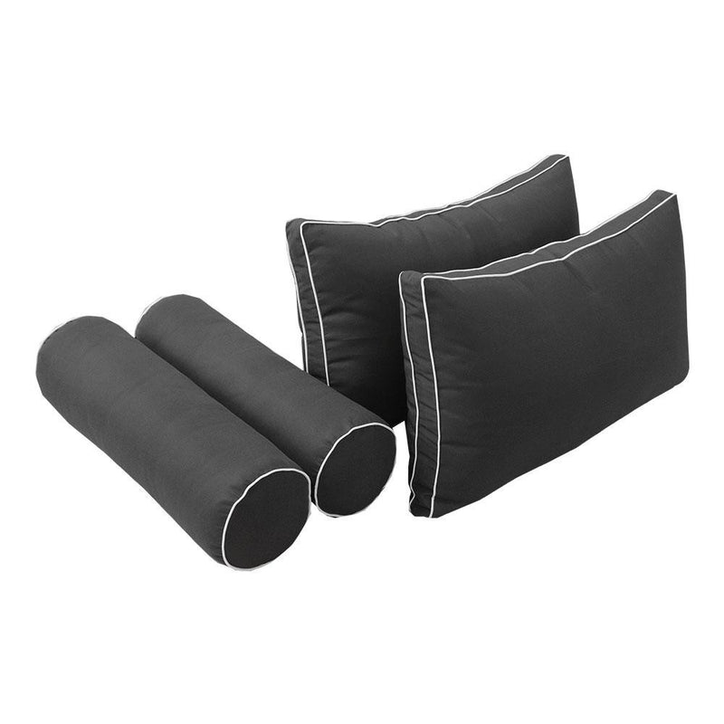 Model-2 5PC Contrast Pipe Outdoor Daybed Mattress Bolster Pillow Fitted Sheet Cover Only-Full Size AD003